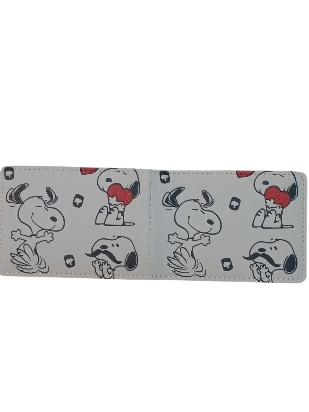 Peanuts - Vinyl White Wallet Snoopy & Friends ,2 ID Windows, 8 Card /Photo Slotd